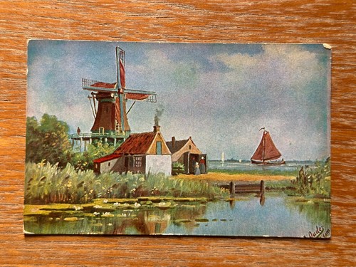 Vintage dutch windmill art - vintage,