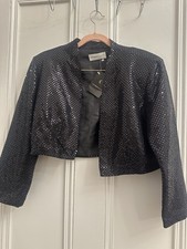 Womens Black Sequin Cropped