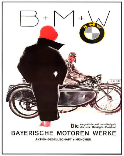 Bmw motorcycle poster 1927 - bmw,