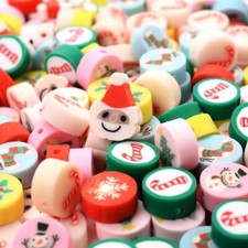 Polymer Clay Christmas Beads x20 Spacer Loose Mix Colour DIY Jewellery 9-10mm