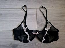 Vintage Ann Summers Sheer Black Liasons Peephole Split Cup Bra Size Large