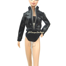 2010 Barbie Basics  Black Faux leather zip Up Jacket Look No 01 Col. 002 New
