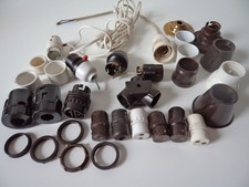 Vintage Bakelite & Plastic Bayonet Male & Female Components Adaptors Bulb Holder