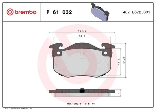 Brembo rear brake pad set - pad,