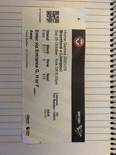 Brentford v Liverpool Ticket Stub