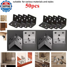 50 PCS Galvanised Metal Corner Angle Brackets Steel Heavy Duty Braces L-90