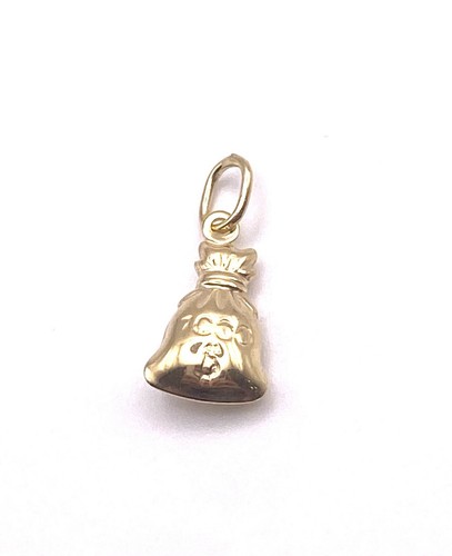 9ct gold money bag charm - gold,