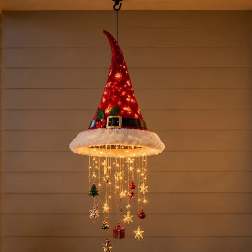 Lighted santa hat hanging - lighted,