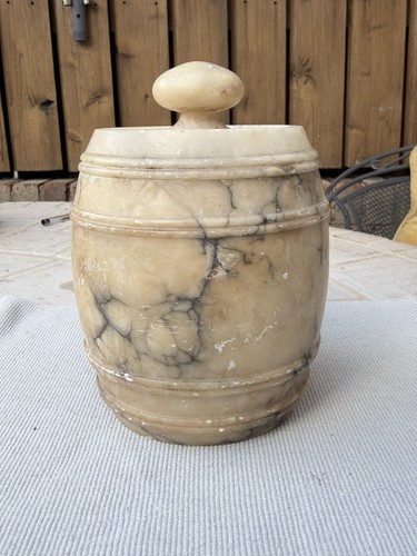 Antique alabaster tobacco jar - antique,