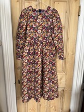 Vintage Laura Ashley Floral Long Sleeve Cotton Dress Cottagecore Victorian UK 10
