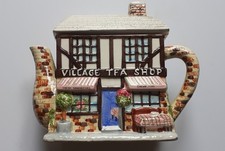 Vintage Village Tea Shop Collectable ceramic Teapot Western House Annie Rowe