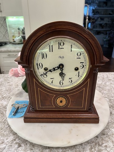 Clock antique vtg wood sligh - vtg,