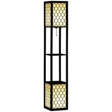 HOMCOM Floor Lamp with Shelves, Dual Light, Modern Tall Standing Lamps for Livin