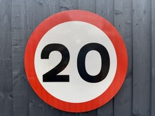UK Road Sign 20mph Speed Limit 60cm Road Sign For Man Cave Wall Art