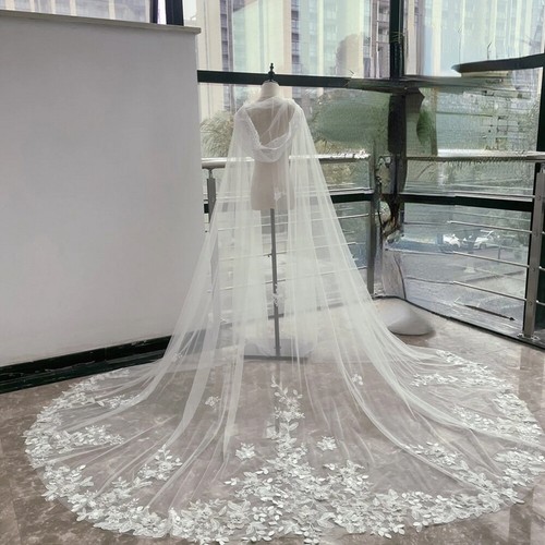 Hooded wedding veil floral - wedding,