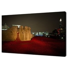 Iconic Tower Bridge London Red Poppies Flowers Modern Design Canvas Print Art