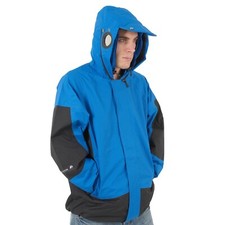 Mens Waterproof Goggle Jacket Blue/Black Hooded Independence Coat JKT