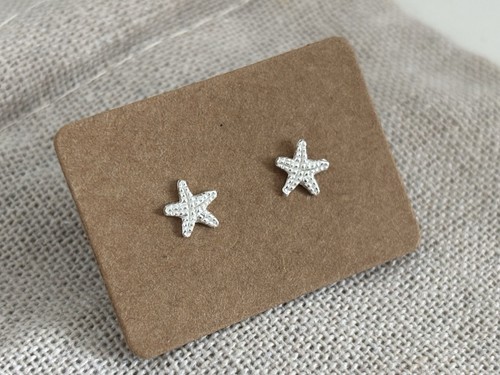Sterling silver starfish stud - silver,