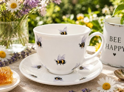 Bees cup saucer bone - cup,