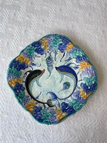 Hand made fish plate - hand, square