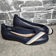 Ladies Hotter Shoes Size 7 Phoenix Navy Leather Slip On Flat