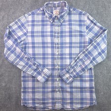 Brooks Brothers Red Fleece Shirt Medium Blue Plaid Long Sleeve Button Down