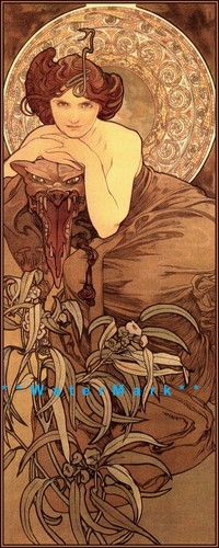 Emerald 1900 mucha - emerald, stones