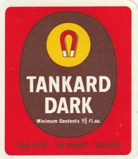 BEER BOTTLE LABEL - JOHN SMITHS BREWERY - TANKARD DARK