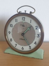 Vintage c1960’ St. Michael, M&S Windup Bedside Alarm Clock Unusual Pastel Green