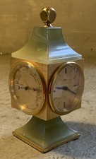 Antique Onyx Brass Mounted Desk Top Combination Clock IM Hof