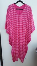 Carole Hochman Stripe V Neck Kaftan Hot pink Size Small new QVC