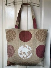 Women's bag, handmade quilted simple canvas shoulder bag shopping bag beach bag