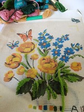 Twilleys Flower and Butterfly Tapestry kit with threads started