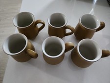 Denby Pottery 6 Coffee Cups Antique Gold