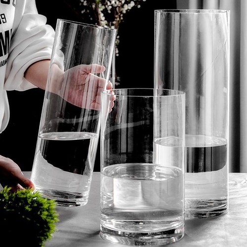 Clear glass vase cylinder - glass,
