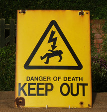Vintage Enamel sign Danger of