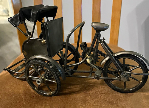Vintage metal rickshaw bicycle - vintage,