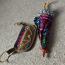 Indians style embroidered multi colour umbrella & fortune cookie purse Bag