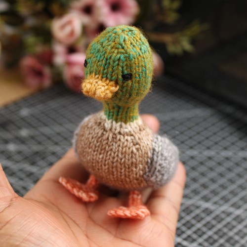 Hand knitted mallard duck