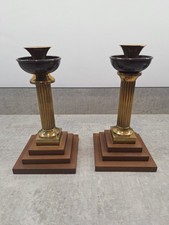 Pair of early 20th century brass Art Deco style candlesticks