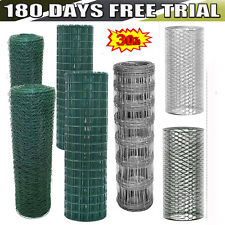 50M PVC Welded Wire Metal Mesh Gates Galvanised Netting Fencing Roll Aviary 25M 