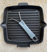 STAUB Folding handle Square Grill pan camping BBQ 24x24cm Black- Excellent