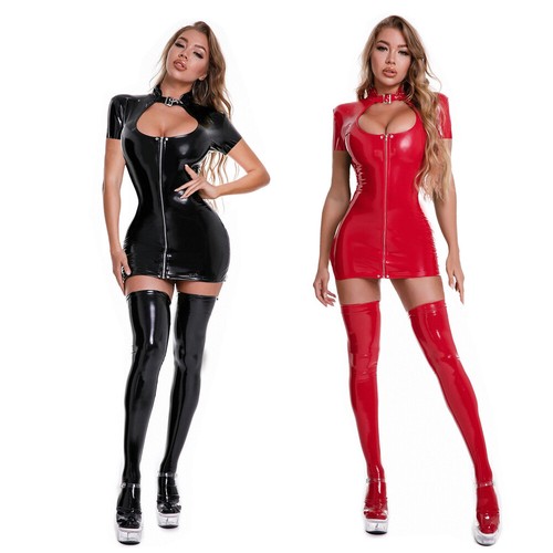 Women wetlook pvc leather - wetlook,