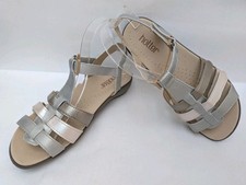 HOTTER SOL Gladiator Sandals UK 5 Extra Wide Fit Metallic Silver Taupe Worn Once