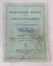 Original NORTON Maintenance Manual & Instruction Book International Models, Etc 