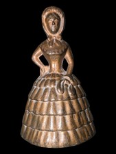 Vintage Brass Lady Bell with Legs Clapper – Victorian Style Crinoline Dress 9cm