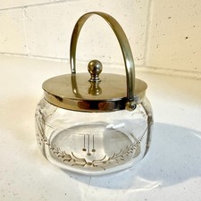 Glass Biscuit Barrel with Lid & Handle – Finely etched pattern