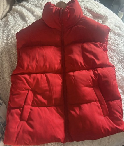 Red oversized gilet - oversized,