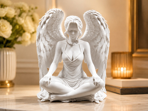 Seated angel figurine - angel,