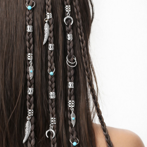 Hair cuff beads - braid, rings